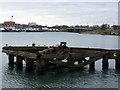 Decayed wooden structure in the River Itchen at Northam