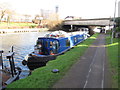 Penny, narrowboat on Grand Union Canal winter moorings