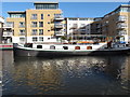 Saumur, barge moored in Brentford Lock basin