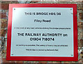 Sign on Railway bridge No. HBS/36