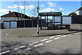 Bus stop and shelter on a Brynglas corner, Newport