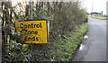 J1381 : 'Control Zone Ends' sign near Aldergrove by Rossographer