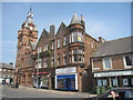 Lockerbie Town Hall and adjacent shops