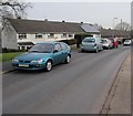 Wye Crescent cars, bungalows and solar panels, Bettws, Newport