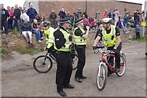 NT3975 : Police on bikes, Cockenzie Harbour by Richard Webb