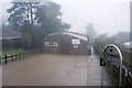 Scout hut in mist