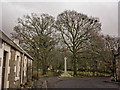 Cross and trees in Straiton village