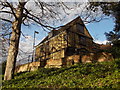 Eltham: looking up at a timber-framed house