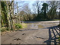 Bend on Prestwood Lane seen from footpath