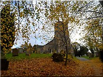 TM3862 : St John the Baptist Church with autumn leaves, Saxmundham by Bikeboy