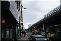 View of the Walkie Talkie and DLR/c2c viaduct from Cable Street