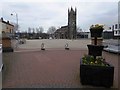 SE8911 : The piazza in front of the church Scunthorpe by Steve  Fareham