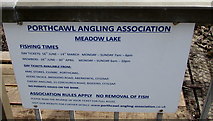 SS8277 : Porthcawl Angling Association notice, Meadow Lake, Newton by Jaggery