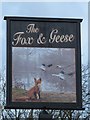 Sign for The Fox & Geese, High Road (B466), UB10