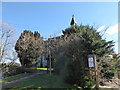 St James, Weethley: spire glimpsed from the car park