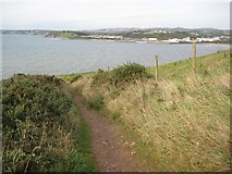 SX0952 : The coast path west of Polkerris by Philip Halling