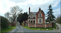 SO4377 : Ferney Hall, Onibury driveway lodge, by Peter Evans