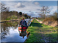 SD4517 : Leeds and Liverpool Canal, Narrowboat Near Spark Bridge by David Dixon