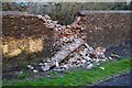 Partially collapsed wall, Farm Mill Lane, Witney, Oxon
