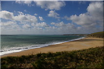 SW6423 : Loe Bar from the south end, by the HMS Anson memorial by Christopher Hilton