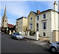 Church Road houses and a distant spire, Cheltenham