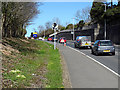 Traffic queue at Llanfarian