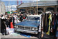 View of a Ford Galaxie in the Classic Car Boot Sale in Kings Cross