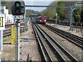 View from the end of the platform at Pinner Underground station