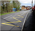 Zigzag yellow markings on the B4434 Lletty Dafydd, Clyne