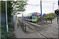 Tram leaving Beddington Lane Tramlink Stop