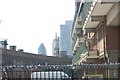 TQ3383 : View of the Gherkin and Broadgate Tower from Cremer Street by Robert Lamb
