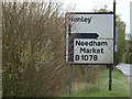 TM1753 : Roadsign on the B1078 Ashbocking Road by Geographer