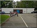 A Suzuki SV650 in front of the old Social Club at North Devon District Hospital