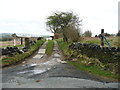 Footpath on driveway to Wicking Hall Farm, Soyland