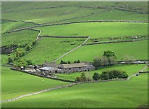 SK1382 : A view of Winnats Head Farm from Mam Tor by Neil Theasby