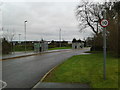 Bus stops on the university campus on a wet day in February