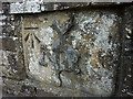 Benchmark and North Riding sign on the bridge, Bainbridge