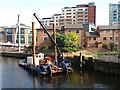 SE3033 : Piling vessel on the Aire (1) by Stephen Craven