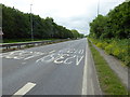 The A23 heading northwest opposite turning into Gatwick Airport