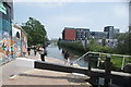 View along the Hertford Union Canal back towards Stratford