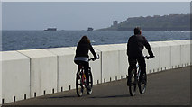 NT2891 : Cyclists on Kirkcaldy Esplanade by Thomas Nugent