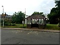 Bus shelter with bunting