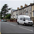 Van and row of houses at the eastern end of Summerhill Avenue, Newport