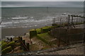 Slippery greenery on the sea defences, bottom of Warner Road, Selsey Bill