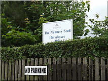 TL8882 : The Nunnery Stud sign by Geographer