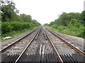 Looking northwards on the railway from footpath crossing