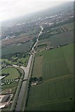 TF3247 : Cowbridge, B1183, West Fen Drain, Stonebridge Drain and the Maud Foster Canal, Boston: aerial 2016 by Chris