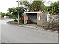 TL9585 : West End Postbox & Bus Shelter by Geographer