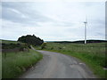 Minor road and wind turbine, Middlemoor