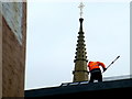 Man working on roof, Omagh